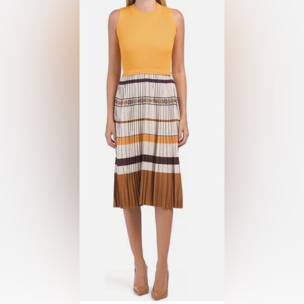 NWT Dalia MacPhee Mustard Midi Dress - L